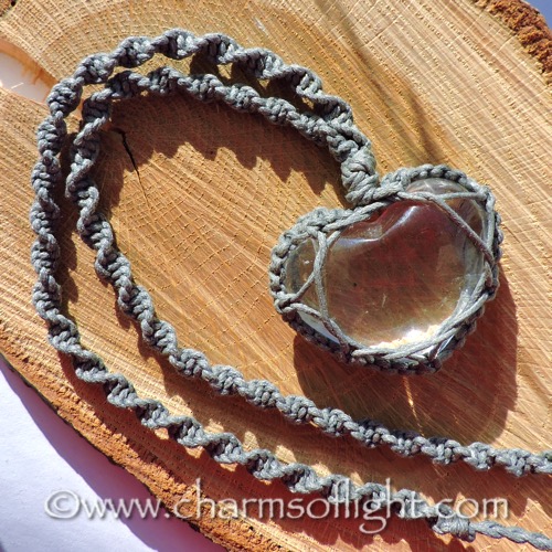 Clear Quartz Heart Macrame Necklace
